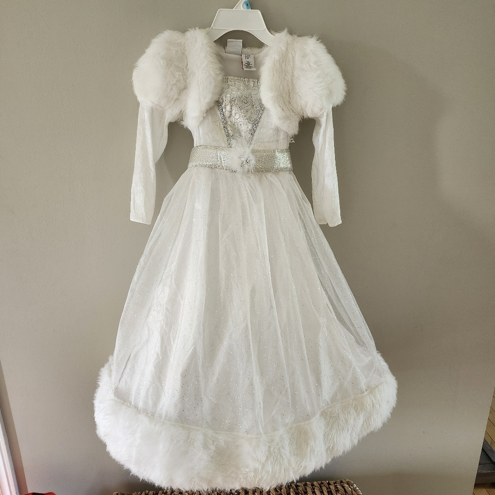 White Seasonal Costume with Lace and Ruffles
